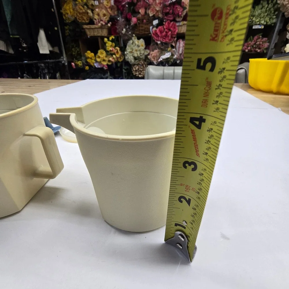 Vintage Tupperware Sugar Creamer Set Cream Blue MCM Kitchenware 1414 1415